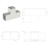 Produktbild för Stolpbeslag 4 st T-form galvaniserad metall 101x101 mm