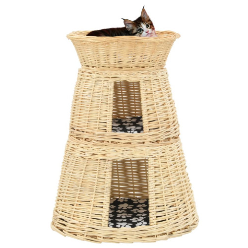 vidaXL Kattkorg 3 delar med dynor 47x34x60 cm naturlig pil