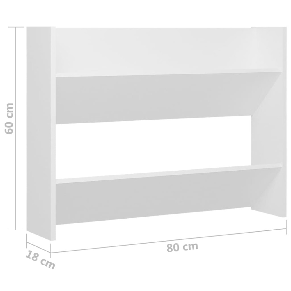 Produktbild för vidaxl Väggmonterat skoställ vit 80x18x60 cm konstruerat trä