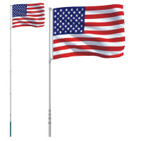 Produktbild för USAs flagga och flaggstång 5,5 m aluminium