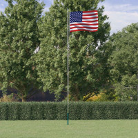 Miniatyr av produktbild för USAs flagga och flaggstång 6,23 m aluminium