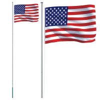 Miniatyr av produktbild för USAs flagga och flaggstång 6,23 m aluminium