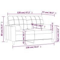 Produktbild för 2-sits soffa med prydnadskuddar gräddvit 120 cm tyg