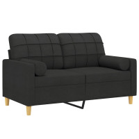 Miniatyr av produktbild för 2-sits soffa med prydnadskuddar svart 120 cm tyg