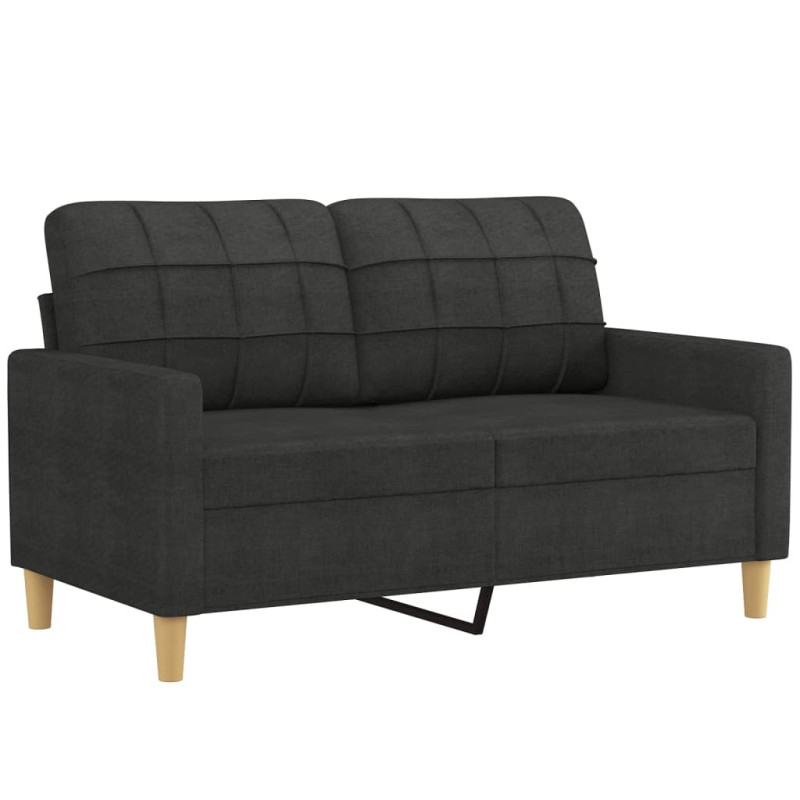 Produktbild för 2-sits soffa med prydnadskuddar svart 120 cm tyg