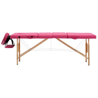 Produktbild för Hopfällbar massagebänk 4 sektioner trä rosa
