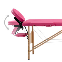 Produktbild för Hopfällbar massagebänk 4 sektioner trä rosa