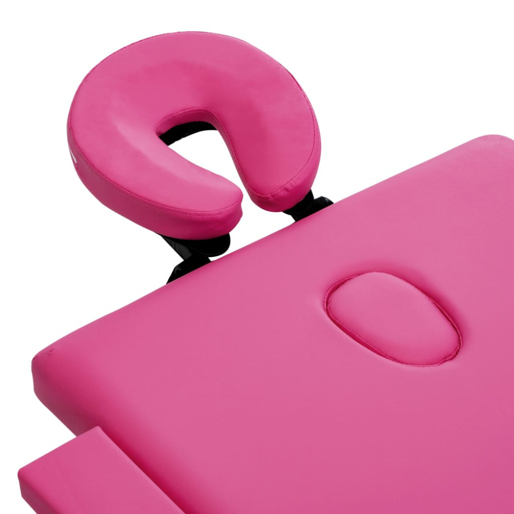 Produktbild för Hopfällbar massagebänk 4 sektioner trä rosa