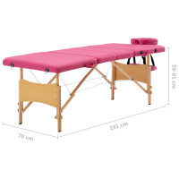 Produktbild för Hopfällbar massagebänk 4 sektioner trä rosa