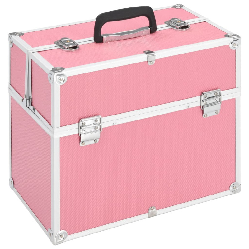 Produktbild för Sminklåda 38x23x34 cm rosa aluminium
