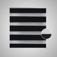 Produktbild för Rullgardin randig svart 80 x 150 cm transparent
