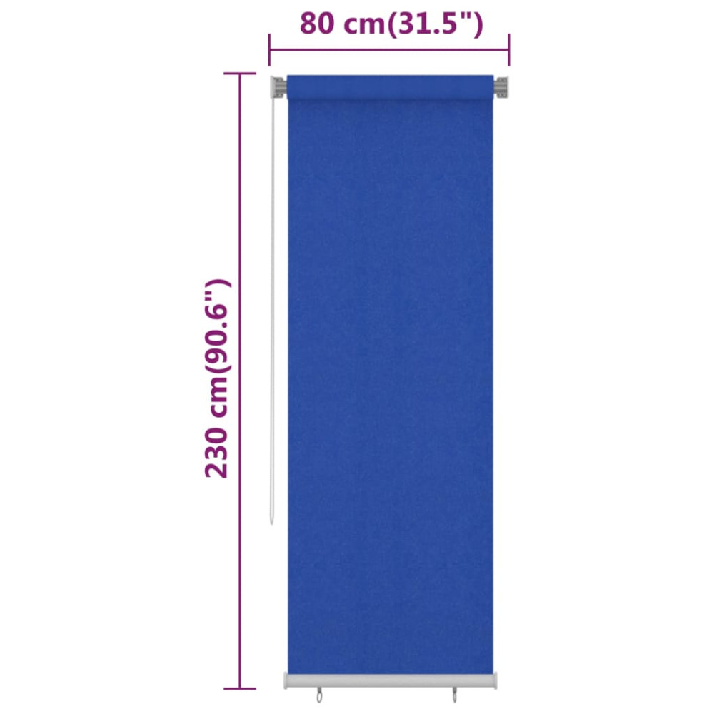 Produktbild för Rullgardin utomhus 85 (B) x 230 (H) cm blå HDPE