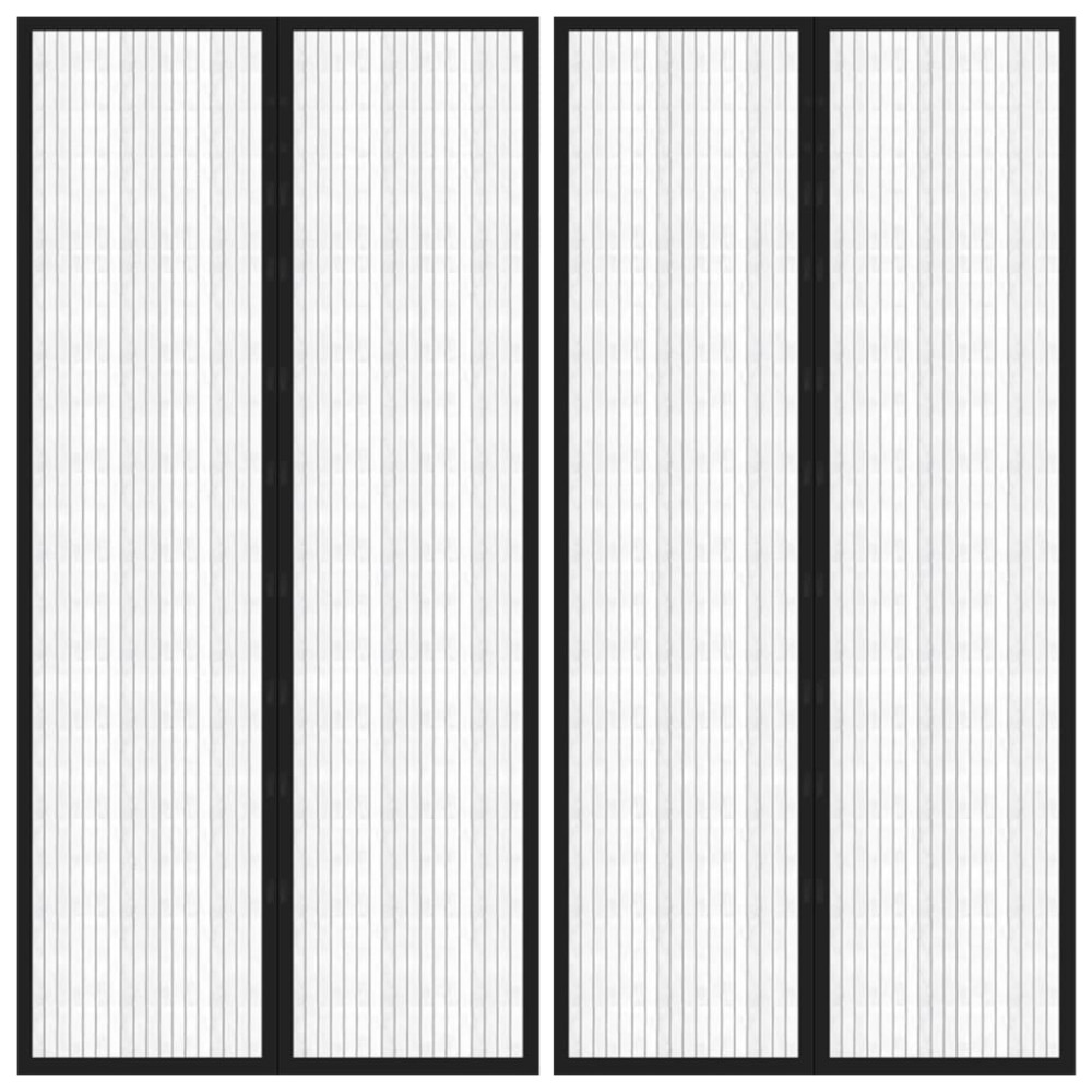 Produktbild för Insektsdraperier 2 st med magneter svart 220x100 cm