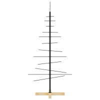 Produktbild för Julgran i metall med träbas svart 120 cm