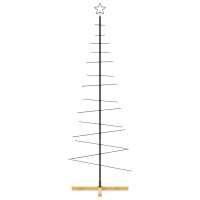 Produktbild för Julgran i metall med träfot svart 180 cm