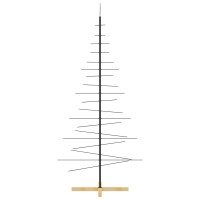 Produktbild för Julgran i metall med träfot svart 180 cm