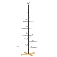 Produktbild för Julgran i metall med träfot svart 180 cm