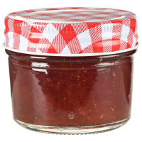 Produktbild för Syltburkar i glas med vita och röda lock 96 st 110 ml