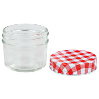 Produktbild för Syltburkar i glas med vita och röda lock 96 st 110 ml