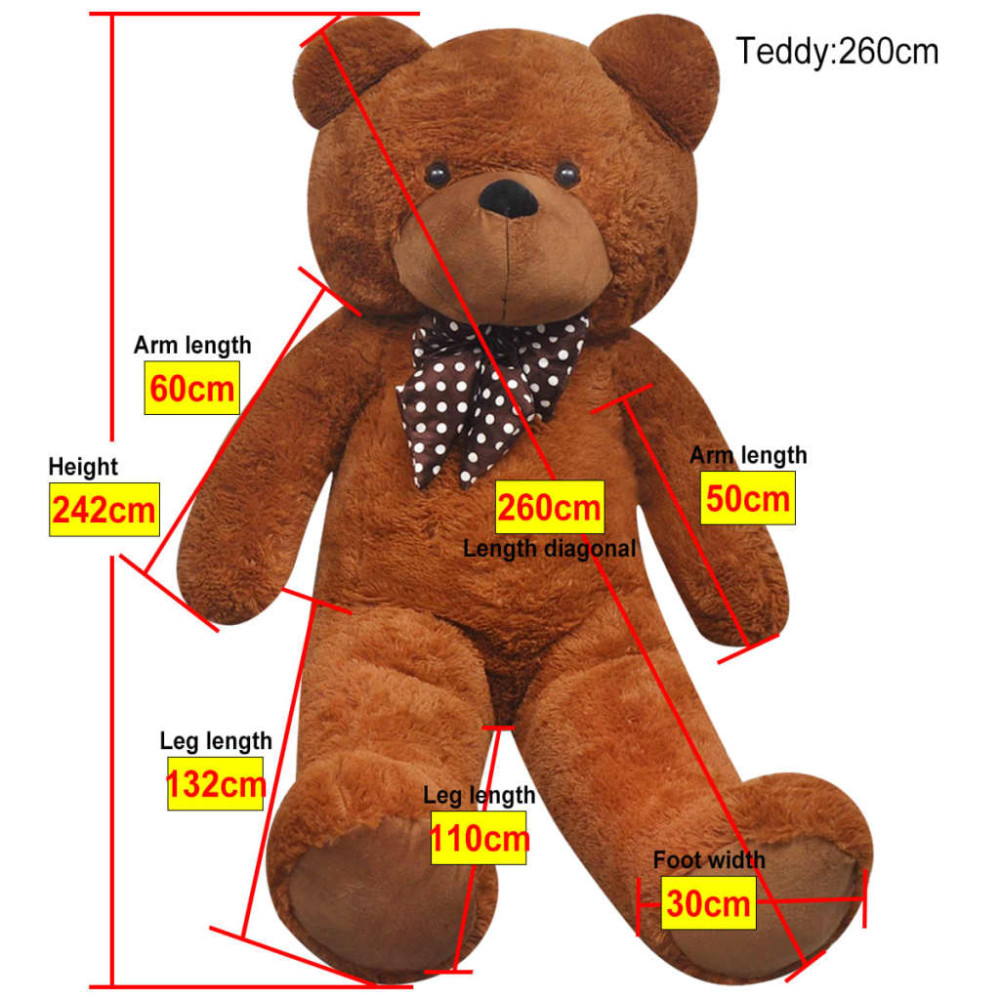 Produktbild för Nallebjörn brun plysch 242 cm