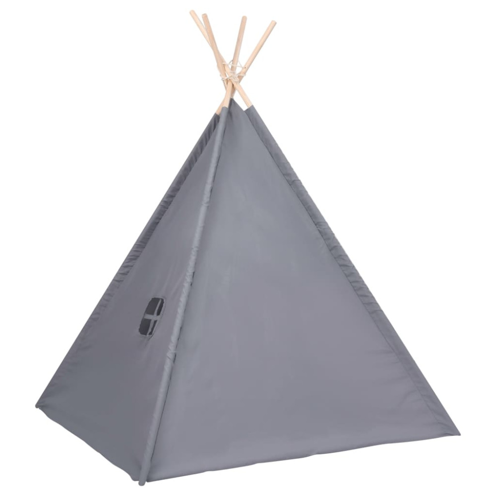 Produktbild för Tipitält för barn med väska peachskin grå 120x120x150 cm