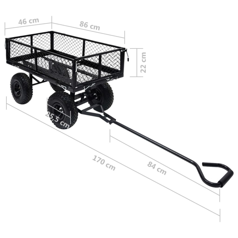 Produktbild för Trädgårdsvagn svart 250 kg