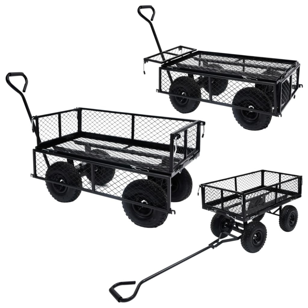 Produktbild för Trädgårdsvagn svart 250 kg