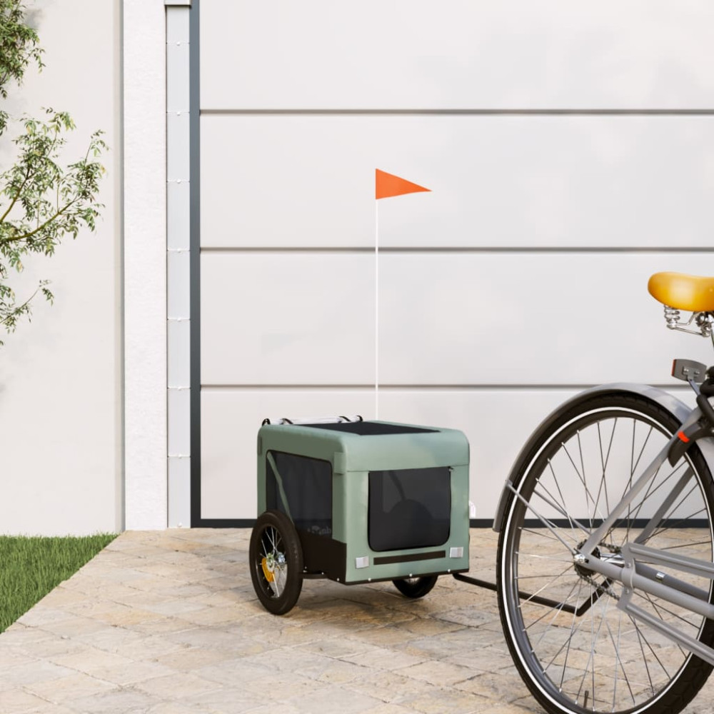 Produktbild för Cykelvagn för djur grå och svart oxfordtyg och järn