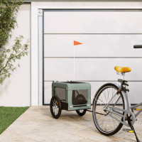 Produktbild för Cykelvagn för djur grå och svart oxfordtyg och järn