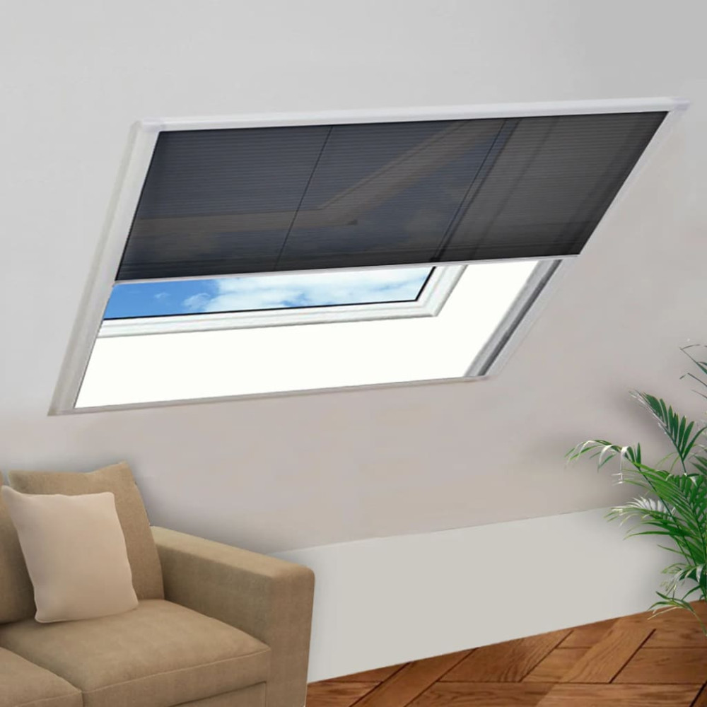 Produktbild för Plisserat insektsnät för fönster 120x120 cm aluminium