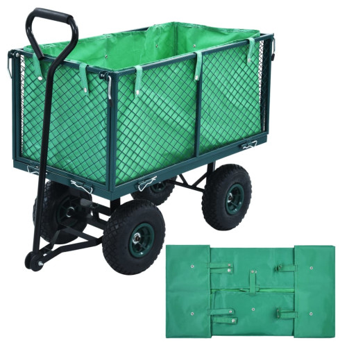 vidaXL Innerfoder till trädgårdsvagn grön tyg