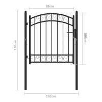 Produktbild för Trädgårdsgrind med välvd ovansida stål 100x100 cm svart