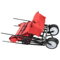 Produktbild för Hopfällbar handvagn med tak stål röd