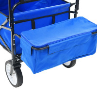 Produktbild för Hopfällbar handvagn med tak stål blå
