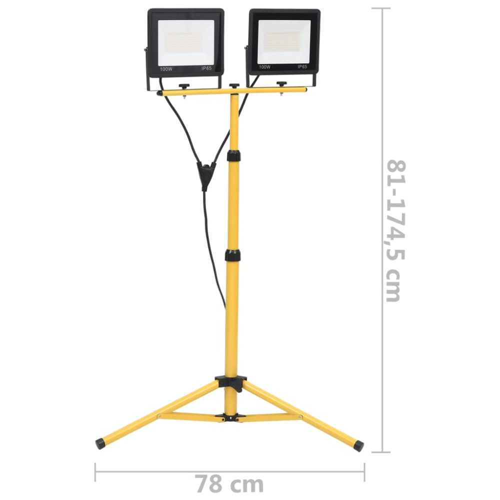 Produktbild för Strålkastare med stativ 2x100 W LED varmvit