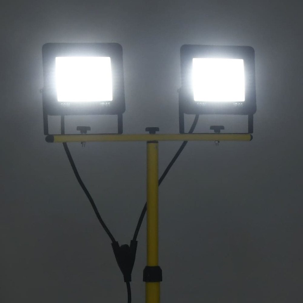 Produktbild för Strålkastare med stativ 2x50 W LED kallvit