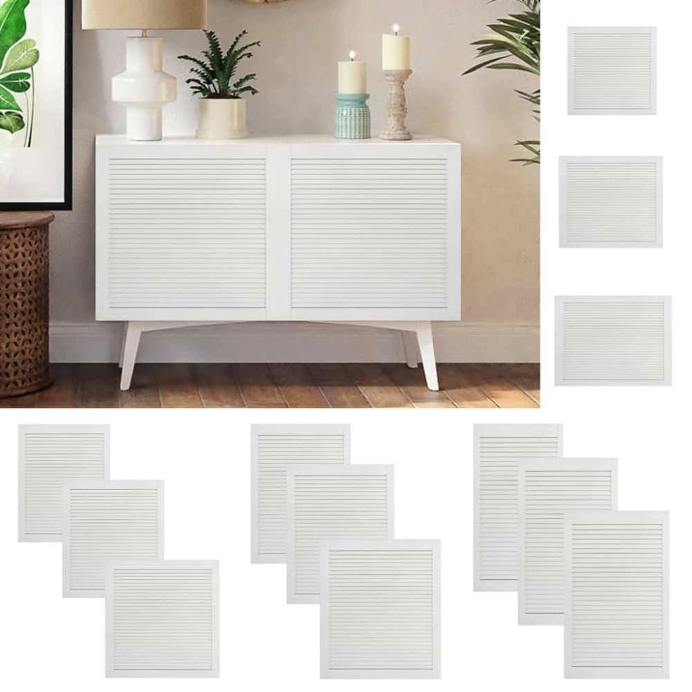 Produktbild för Skåplucka lamelldesign vit 39,5x39,4 cm massiv furu