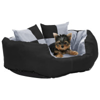 Miniatyr av produktbild för Vändbar och tvättbar hundsäng grå och svart 65x50x20 cm