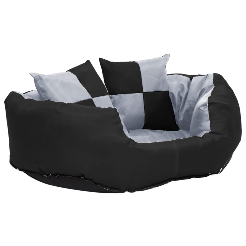 Produktbild för Vändbar och tvättbar hundsäng grå och svart 65x50x20 cm