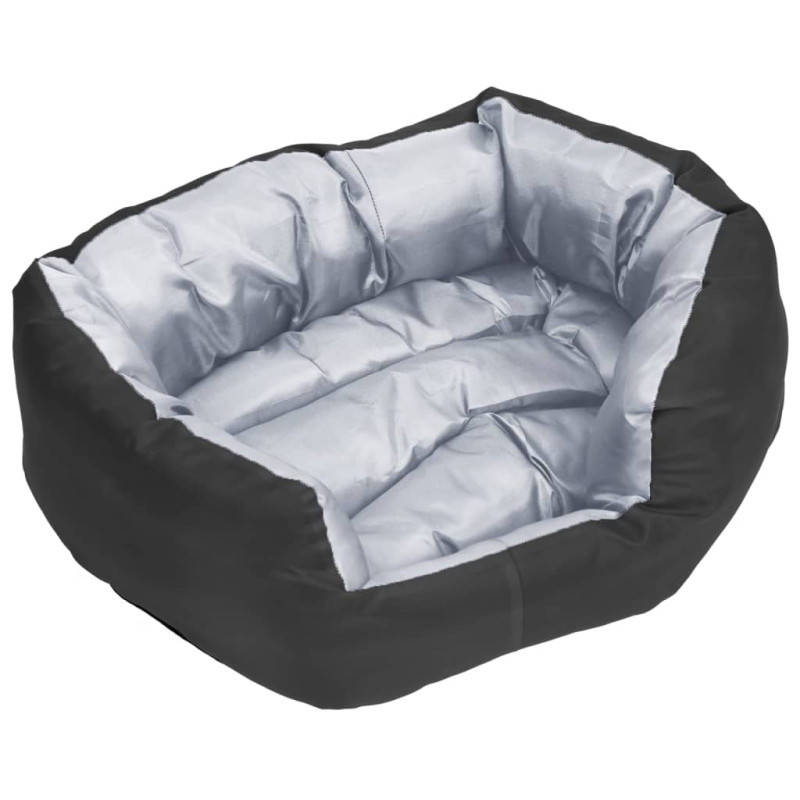 Produktbild för Vändbar och tvättbar hundsäng grå och svart 65x50x20 cm