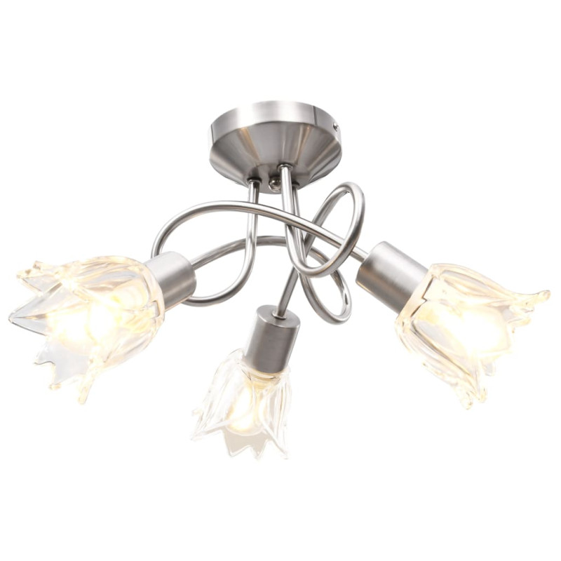 Produktbild för Taklampa med transparenta glasskärmar för 3 E14-lampor tulpan