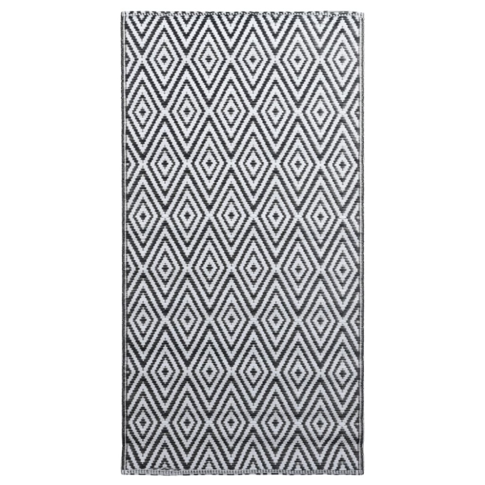 Produktbild för Utomhusmatta ARAKIL vit och svart 80x150 cm PP
