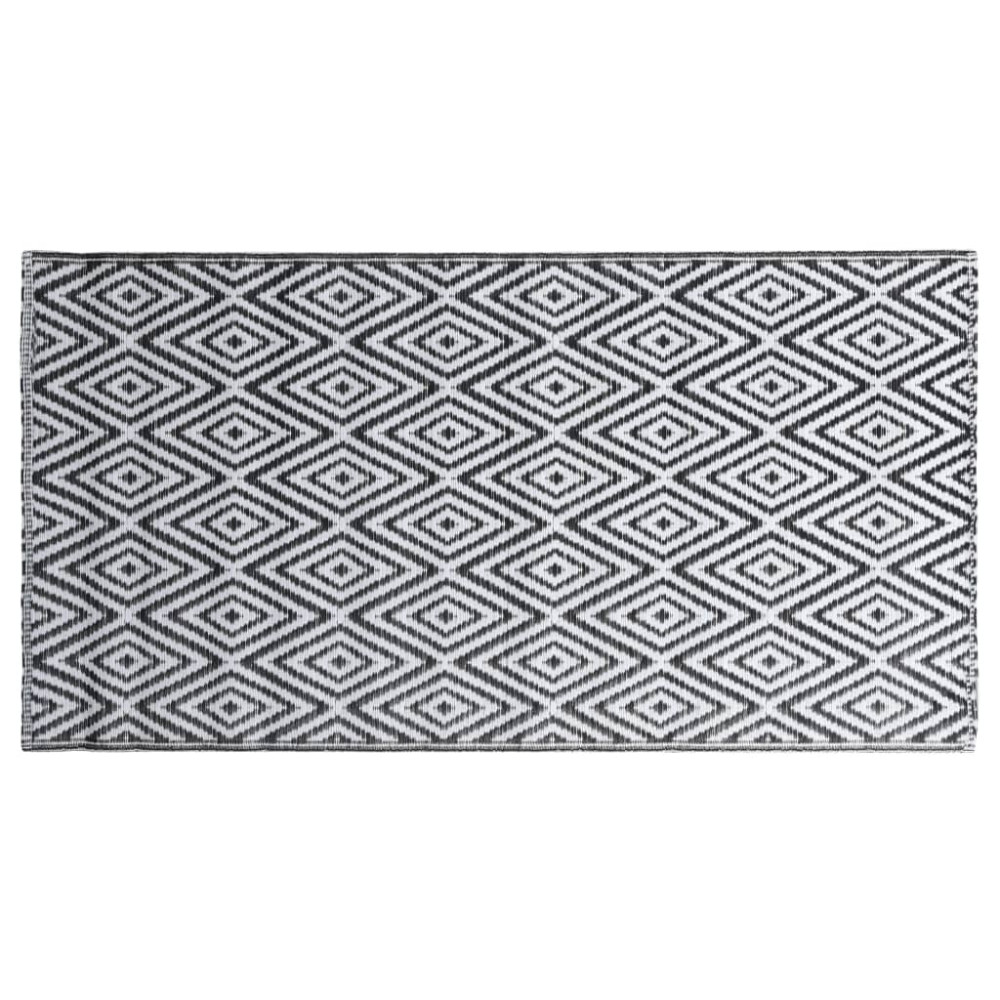 Produktbild för Utomhusmatta ARAKIL vit och svart 80x150 cm PP