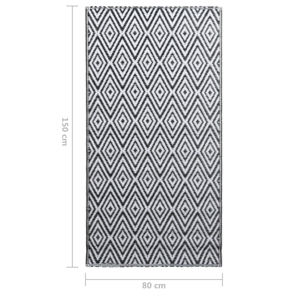 Produktbild för Utomhusmatta ARAKIL vit och svart 80x150 cm PP