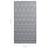 Produktbild för Utomhusmatta ARAKIL vit och svart 80x150 cm PP