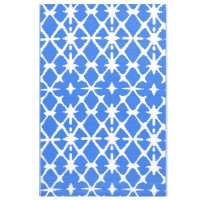 Produktbild för Utomhusmatta blå och vit 80x150 cm PP