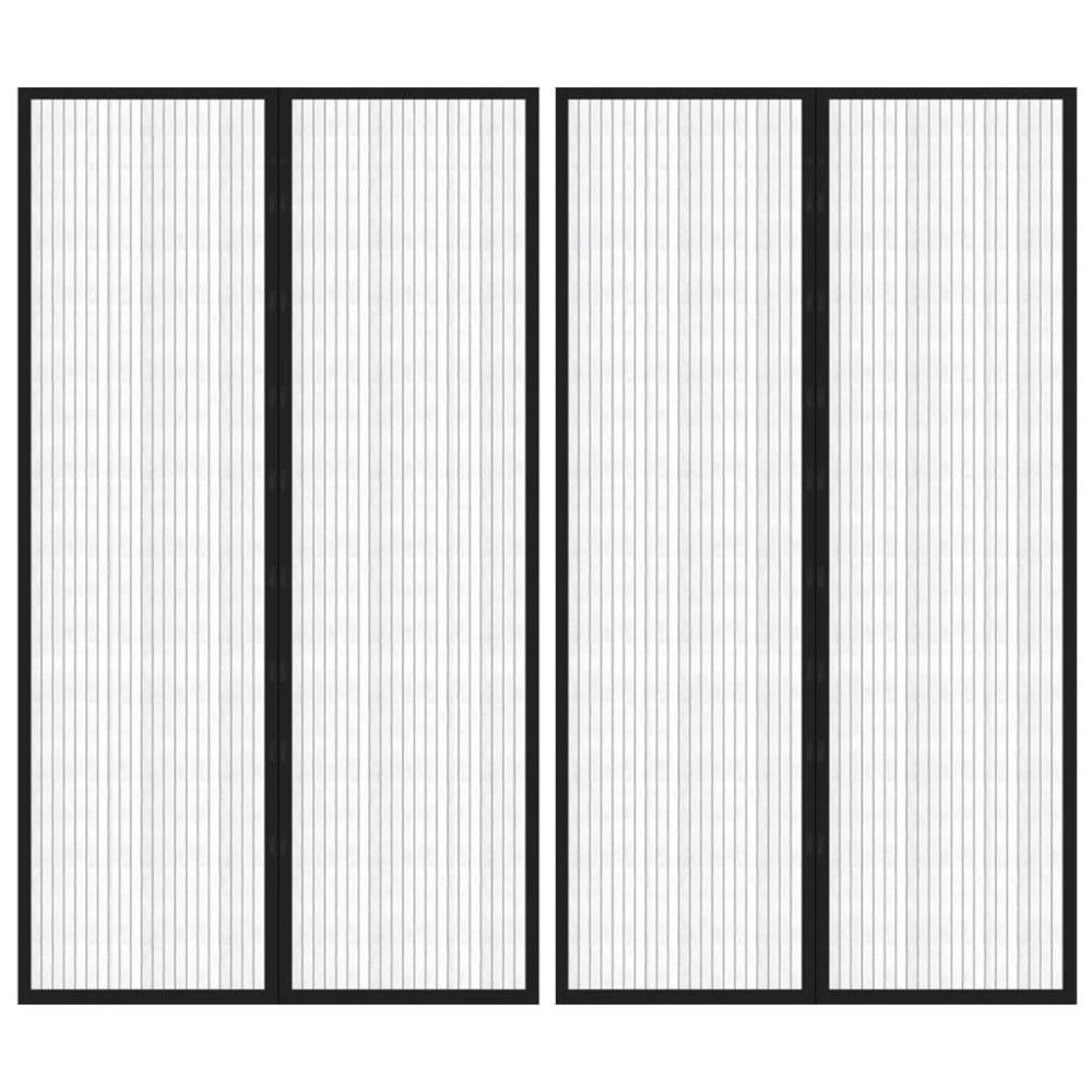 Produktbild för Insektsdraperier 2 st med magneter svart 200x80 cm