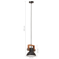 Produktbild för Hänglampa industriell 25 W svart rund 19 cm E27