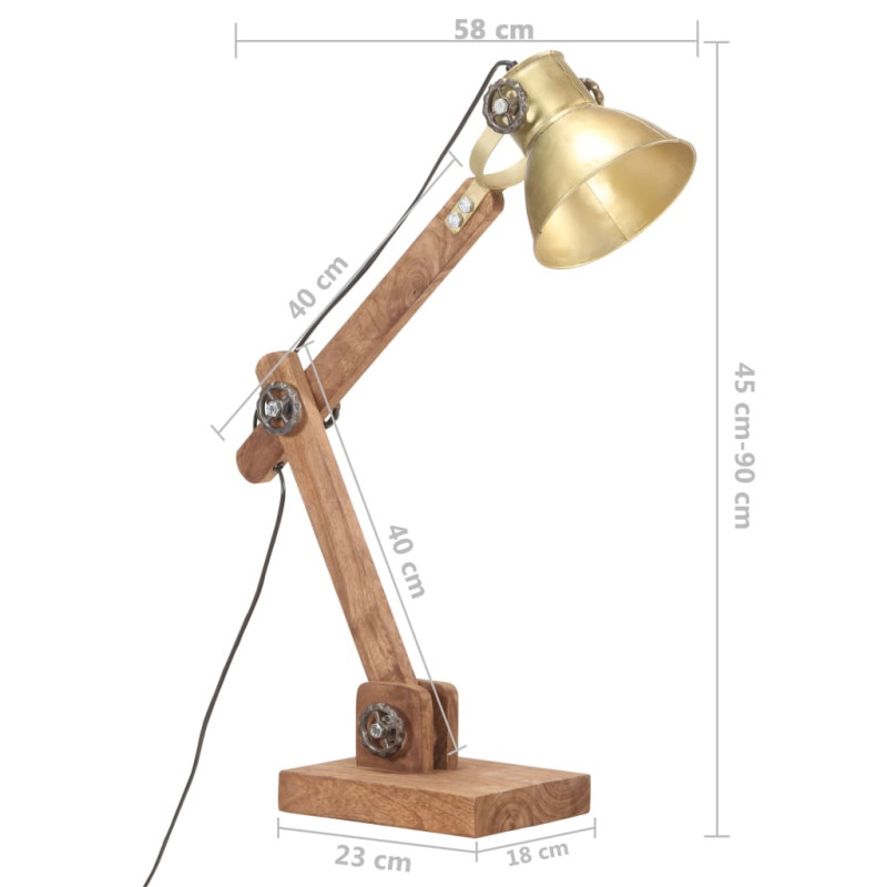 Produktbild för Skrivbordslampa industriell mässing rund 58x18x90 cm E27