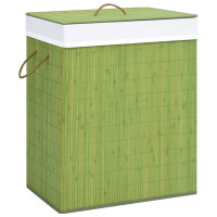 Produktbild för Tvättkorg bambu med 2 sektioner grön 100 L